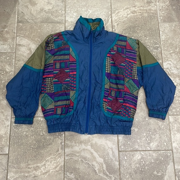 Set of 2 1980s Vintage Active Stuff Zip Up Jacket Windbreaker Size Large - Picture 2 of 16